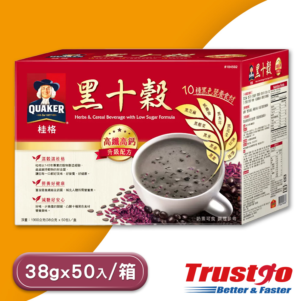 【美式賣場】桂格 減糖黑十穀(38gx50入/箱)