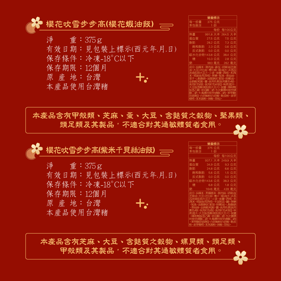 櫻花吹雪步步糕不適合對其過敏體質者食用+營養標是