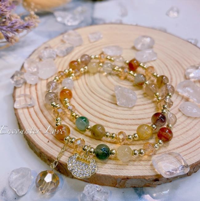 【DOZO嚴選】Encounterlove-繽紛開運丨雙鍊彩髮晶 長命鎖 健康事業強運