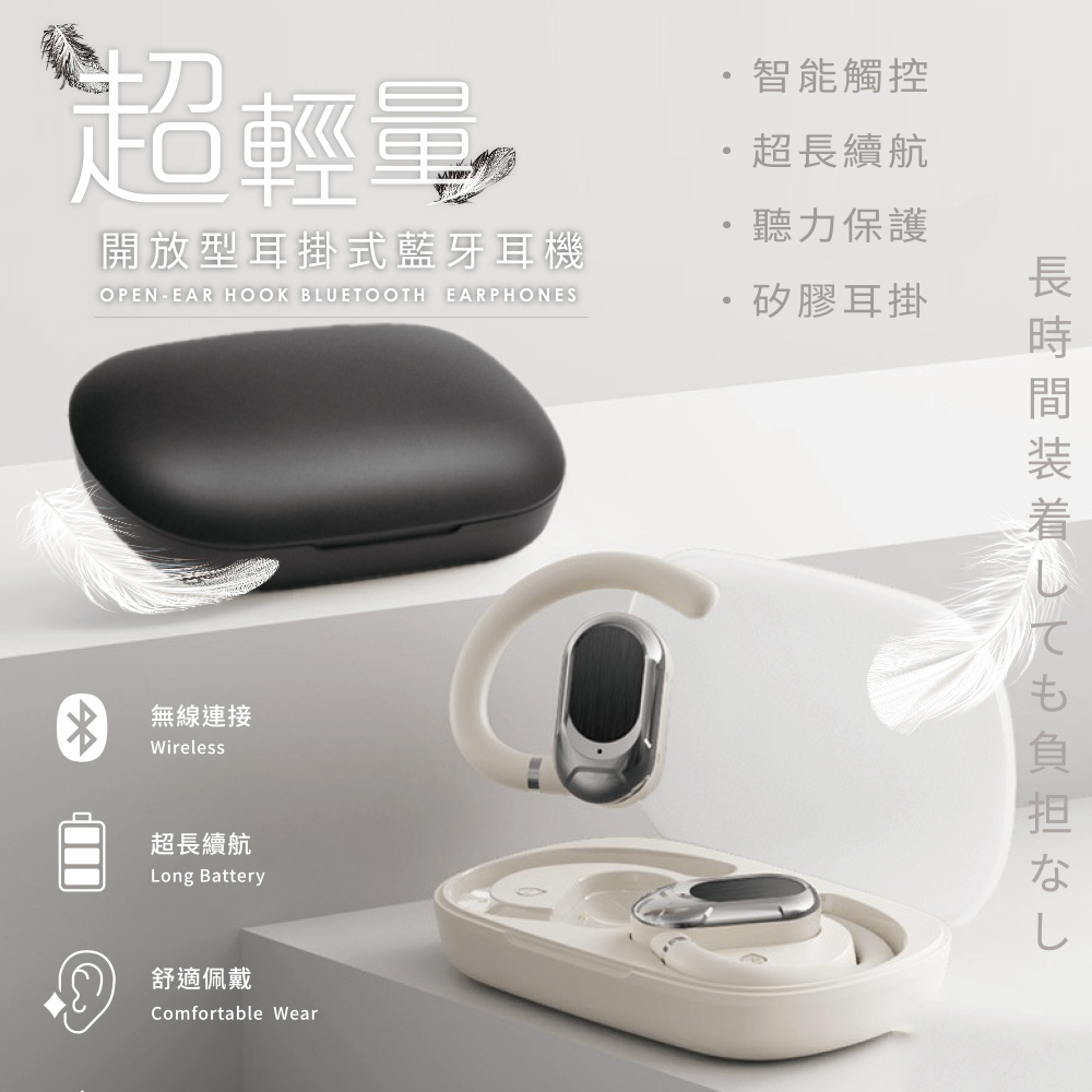 【Songwin】超輕量開放型 耳掛式藍牙耳機 PH-BT4800 (典雅黑)