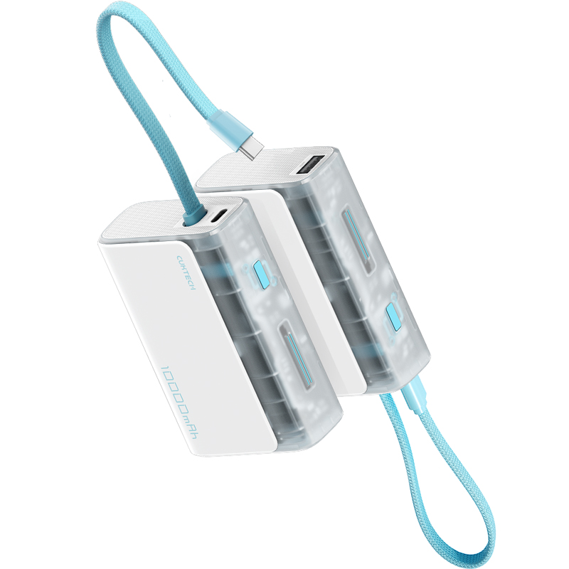 【Wh+CCC標示】CUKTECH 酷態科 CP133L LPB100 33W 自帶線 行動電源 10000mAh-冰川白