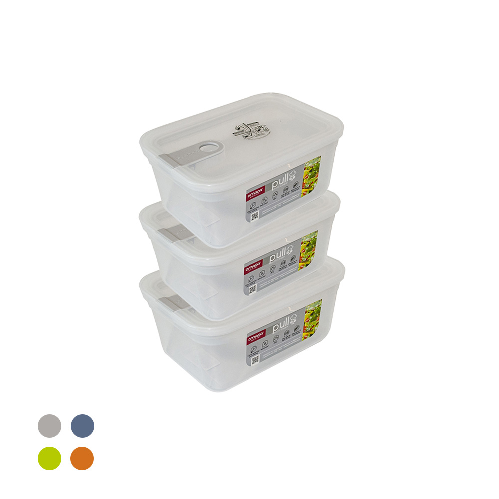 【義大利OMADA】主廚CHEF 單手易拉 PP保鮮盒1.5L(超值三件組)隨機色