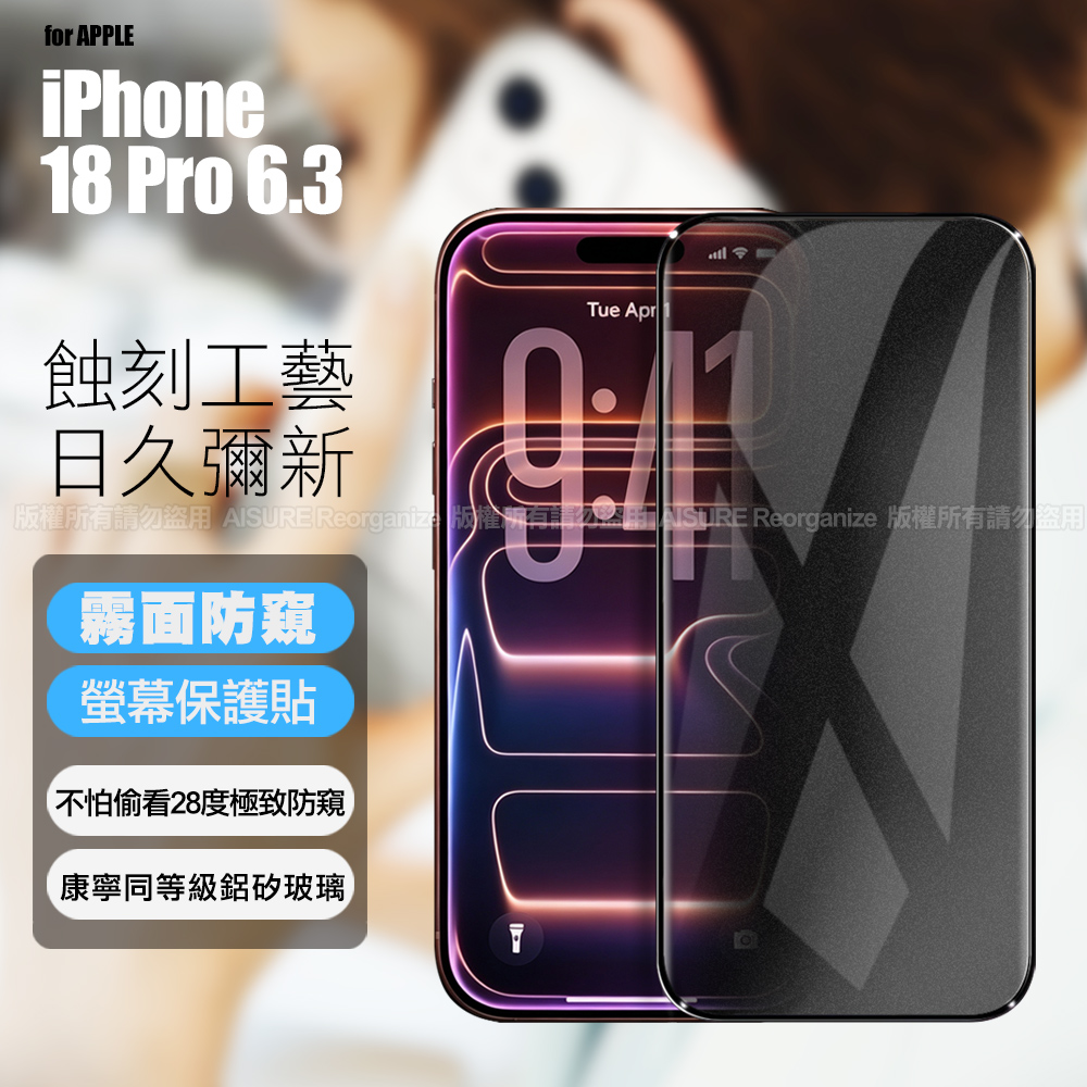 CITY BOSS for iPhone 18 Pro 霧面防窺滿版保護貼