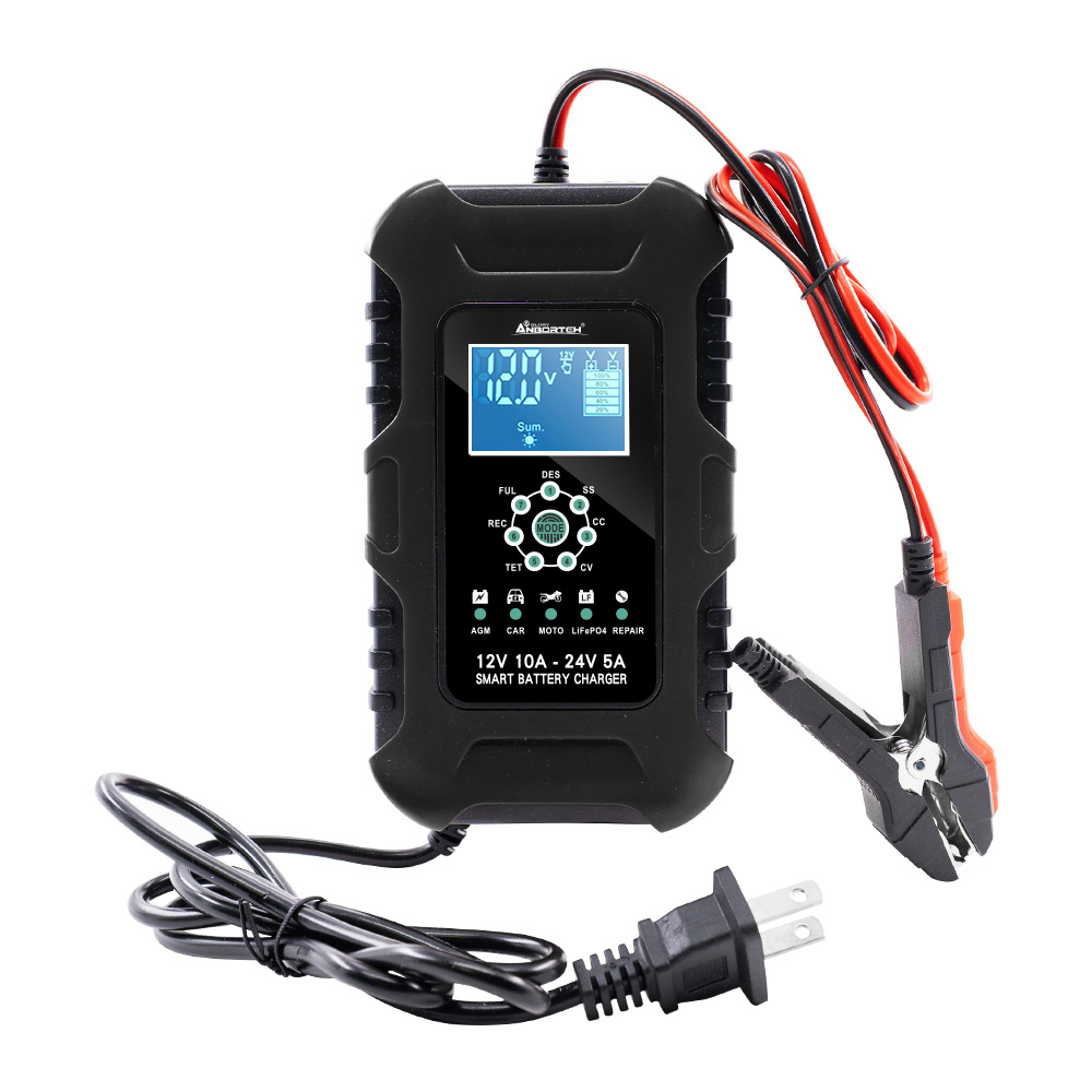 【安伯特】電瓶充電器(12V/24V)黑色款(一年保固) 汽車/機車/貨車/電瓶修復