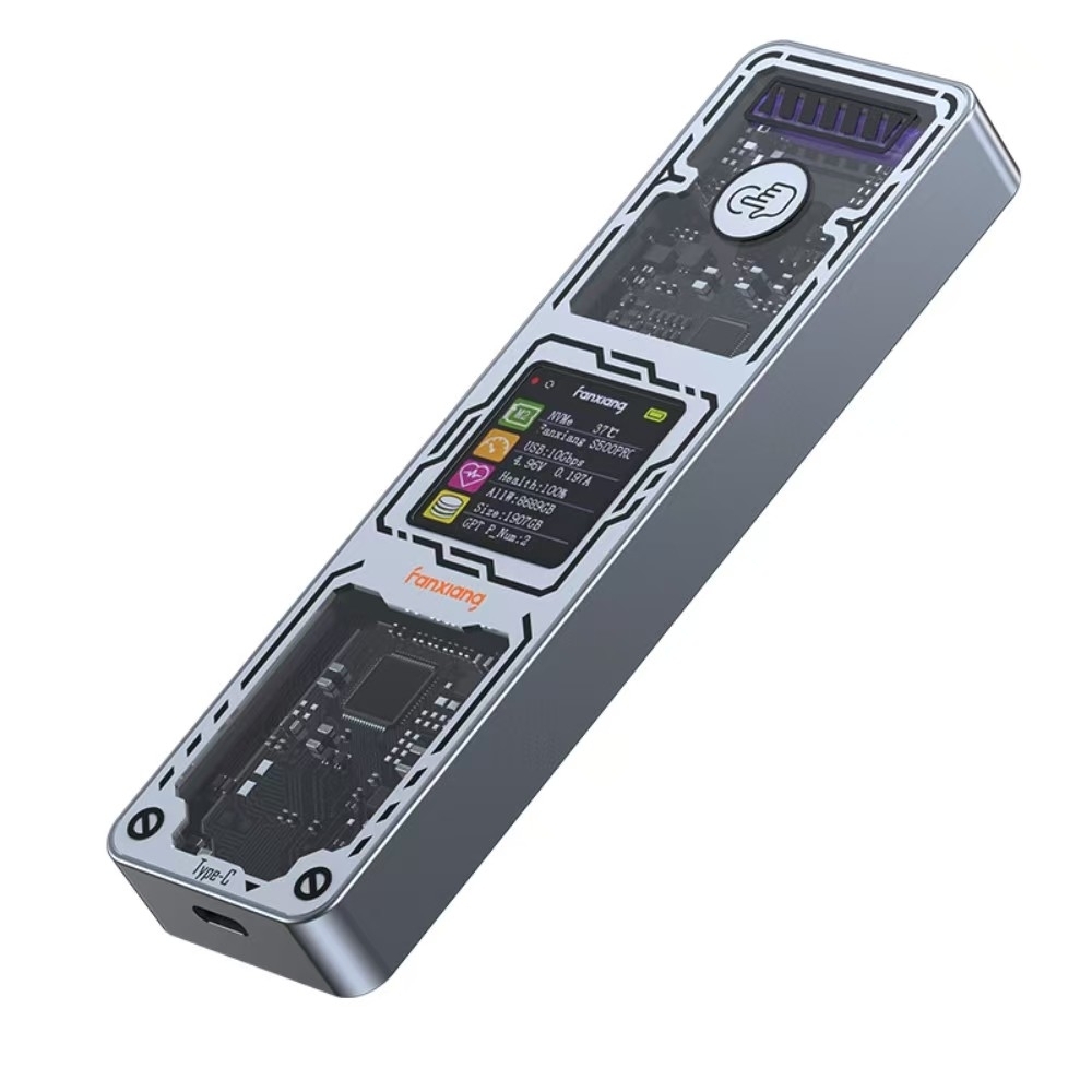 FANXIANG 梵想 MD86固態硬碟外接盒 NVMe/SATA雙模式10Gbps智能TFT顯示屏不含SSD