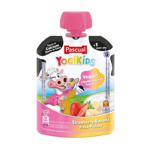 聯馥食品【PASCUAL帕斯夸】兒童草莓香蕉優格(袋裝)80g/袋x24入