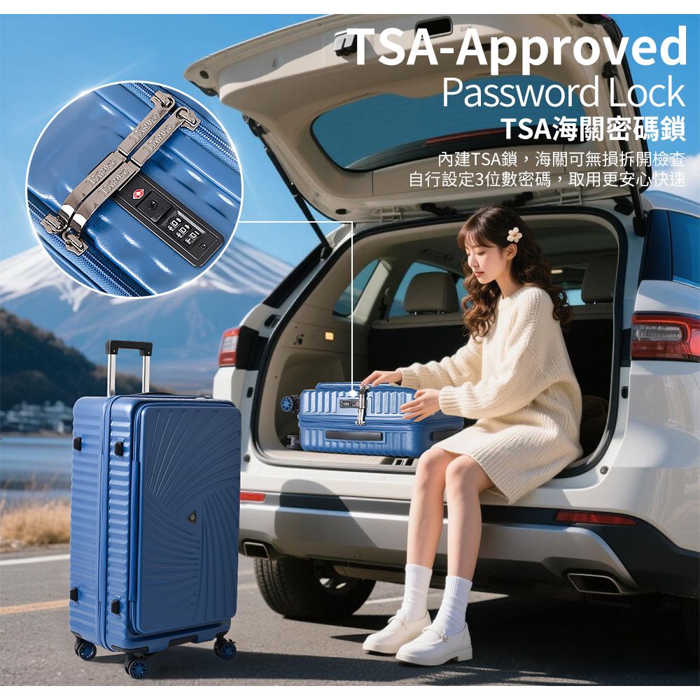 TSA-ApprovedPassword TSA海關密碼鎖內建TSA鎖,海關可無損拆開檢查自行設定3位數密碼,取用更安心快速