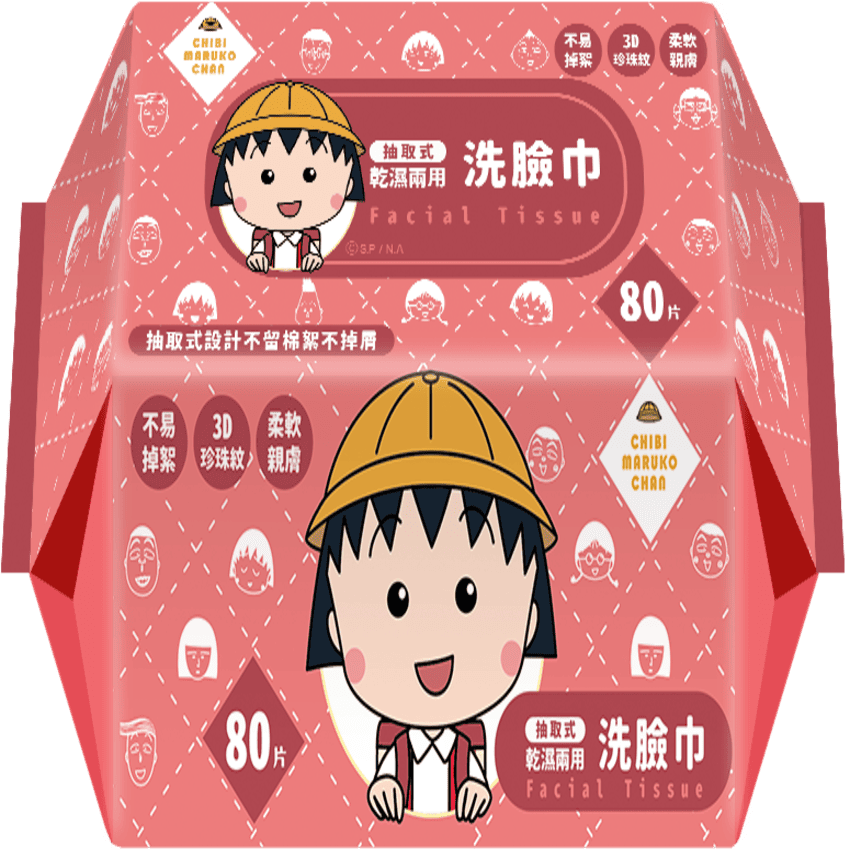 櫻桃小丸子乾濕兩用洗臉巾 80抽/12包 箱購