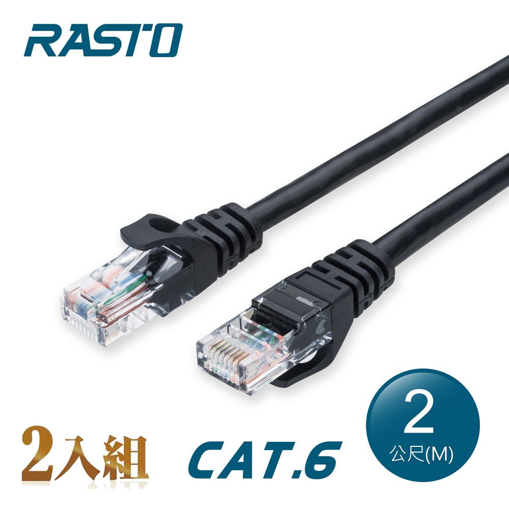 【2入組】RASTO REC4 超高速 Cat6 傳輸網路線-2M