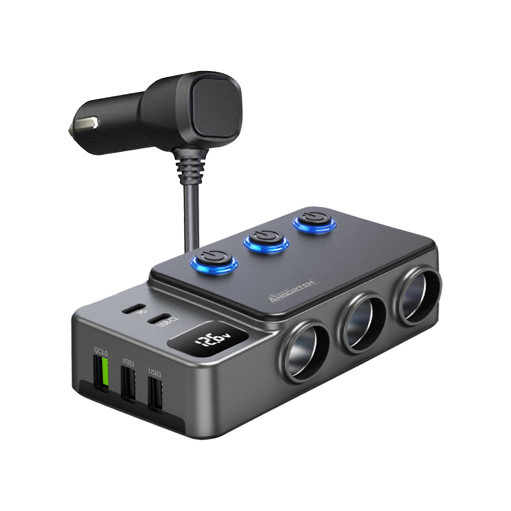 【安伯特】電壓監控PD+QC3.0 8孔車充(國家認證 一年保固) 12-24皆可使用