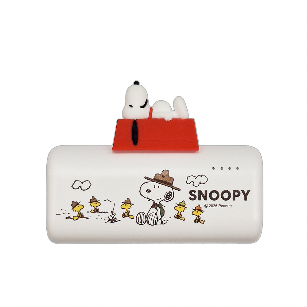 【SNOOPY史努比】Type-C 立體公仔大頭口袋充行動電源5000mAh(已標示Wh)-童軍營火