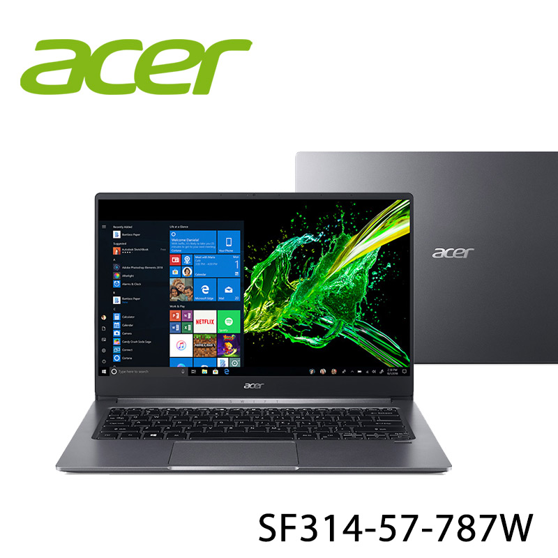 【ACER宏碁】SF314-57-787W 灰 14吋 筆電-送MIT環保無線式衣櫥迷你除濕機+TESCOM大風量負離子吹風機+acer無線鼠+鍵盤膜