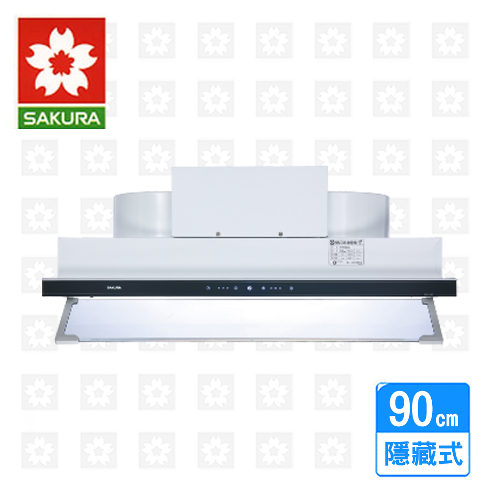 【櫻花牌。限北北基配送。】渦輪變頻全隱藏式烤漆除油煙機90cm ( DR-3592_XL )