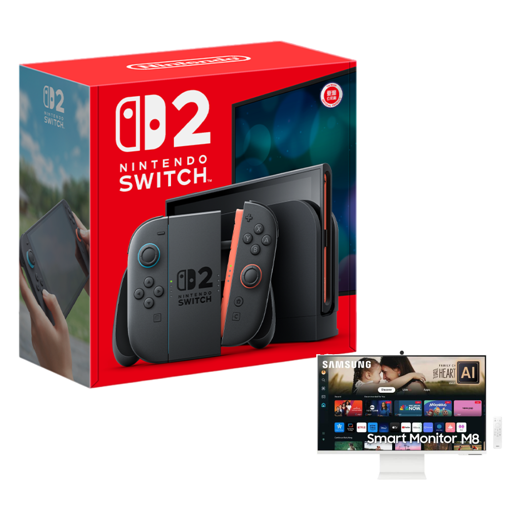 Nintendo Switch 2 主機 (台灣公司貨)+SAMSUNG 三星 32吋智慧聯網螢幕 M8 白