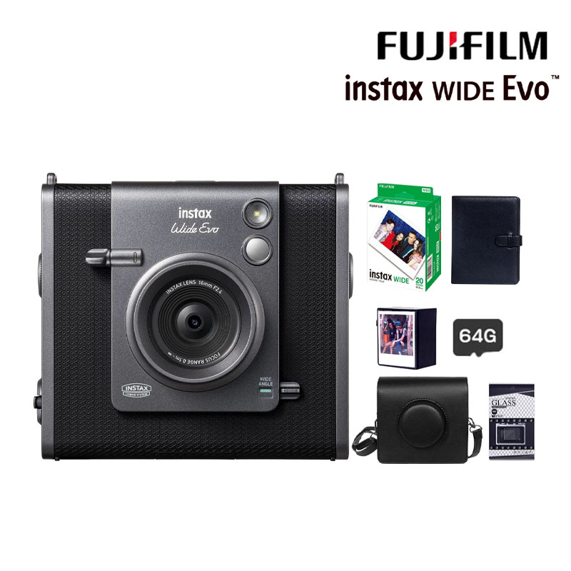 【皮套20張底片組合】富士 Fujifilm Instax WIDE EVO (黑色) 拍立得相機 印相機 公司貨 保固一年