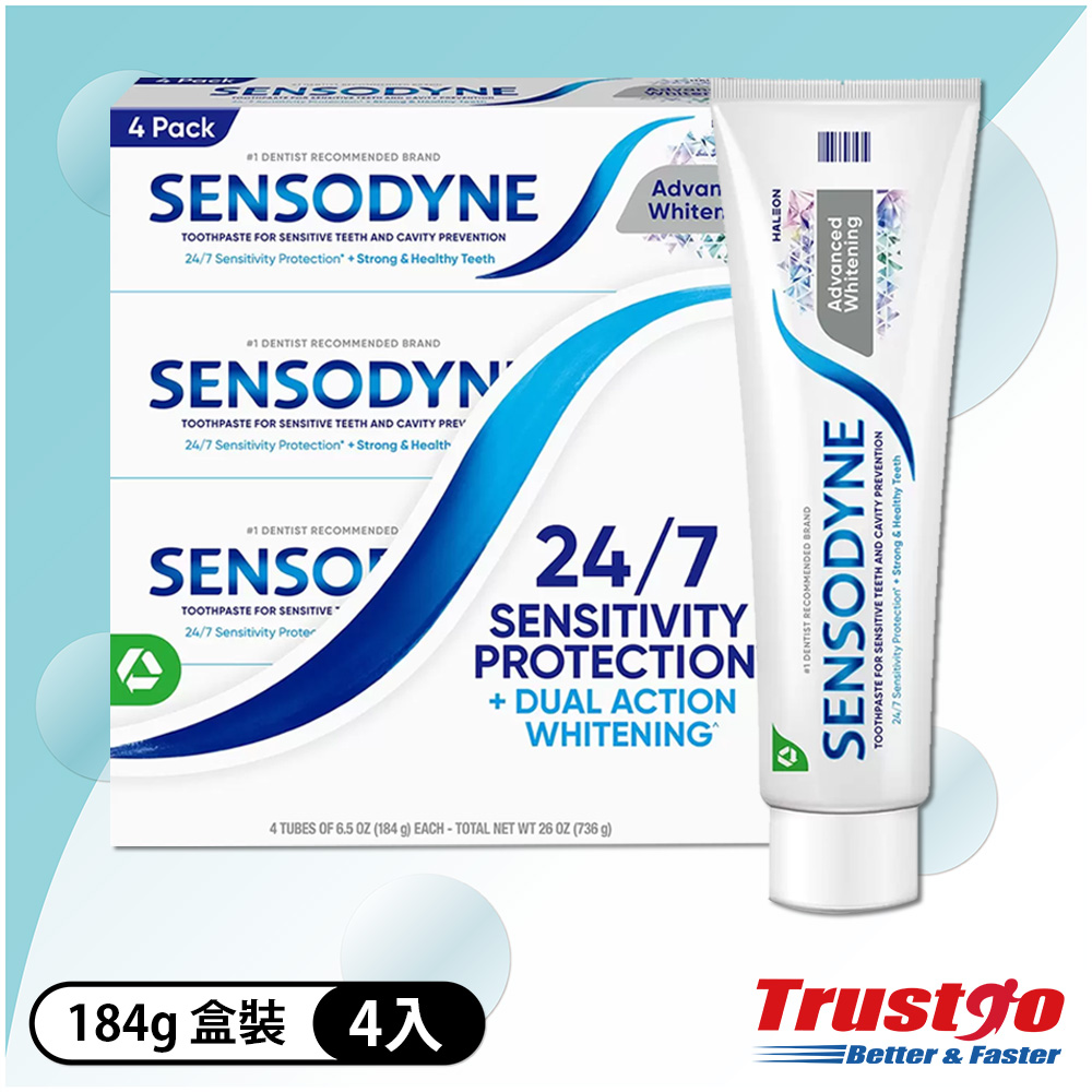 【美式賣場】舒酸定 長效抗敏牙膏 進階亮白配方(184gx4入/組)