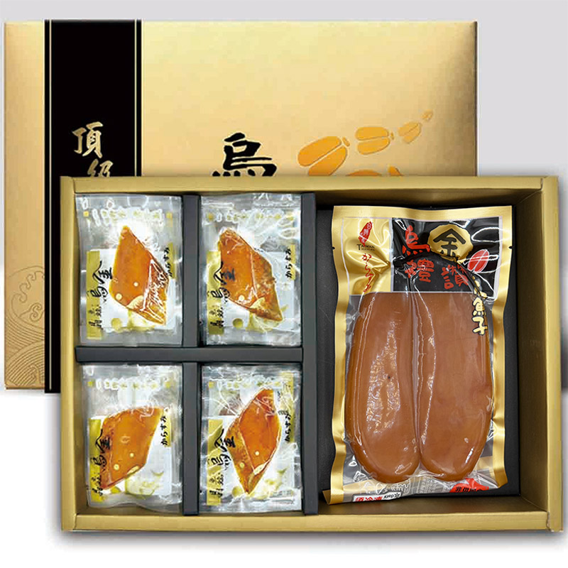 晶鱻烏金 一口烏魚子+整片烏魚子 金賞禮盒+提袋