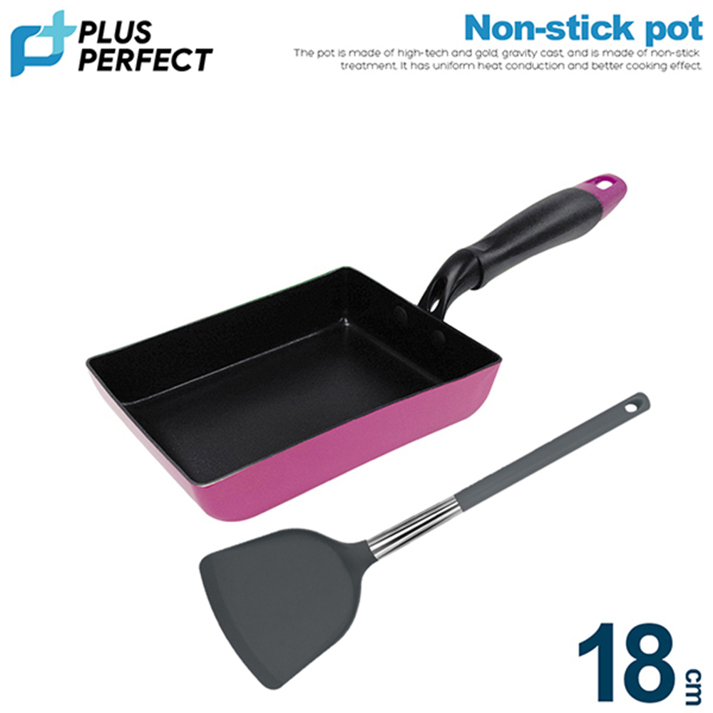 理想PERFECT 品味日式不沾玉子燒鍋 18cm無蓋(附矽膠煎匙) IKH_20218 台灣製