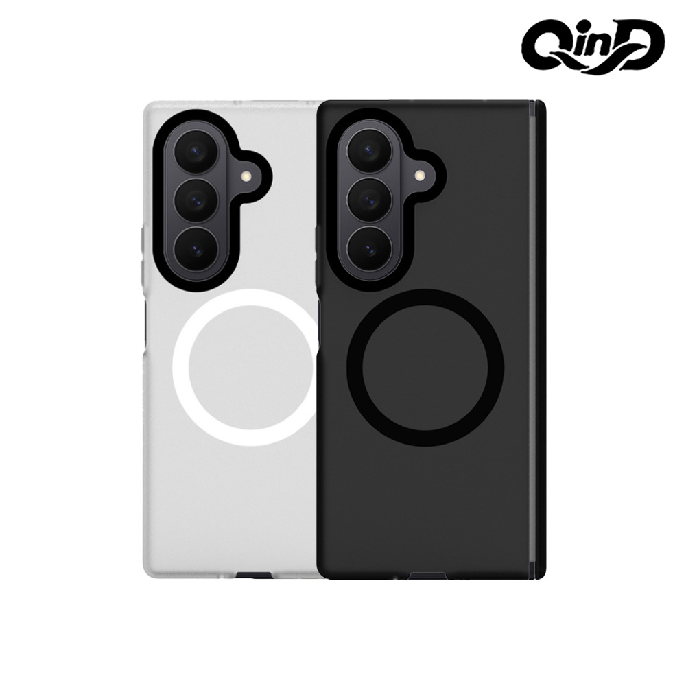 QinD SAMSUNG 三星 Galaxy Z Fold 8 Ultra 5G 隱砂磁吸保護殼(輕砂黑)