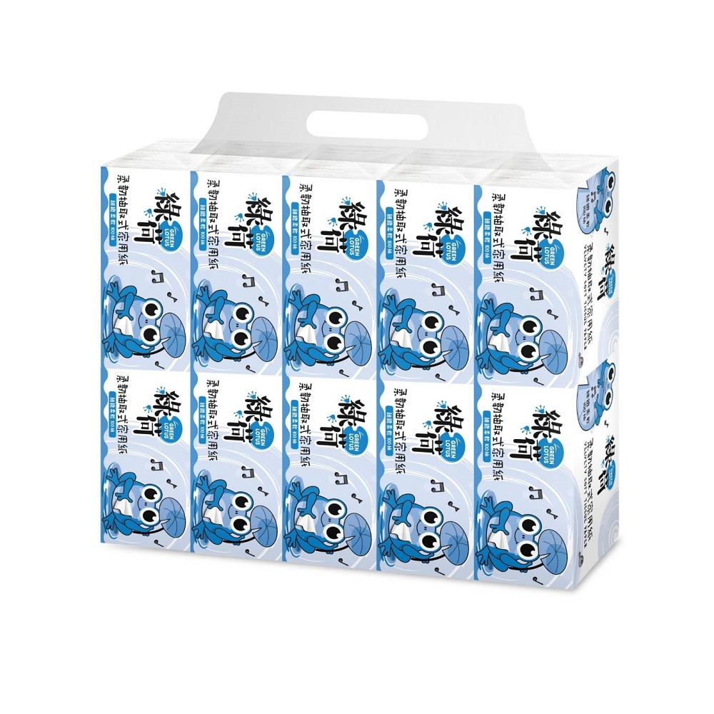綠荷柔韌抽取式花紋家用紙100抽X100包/箱