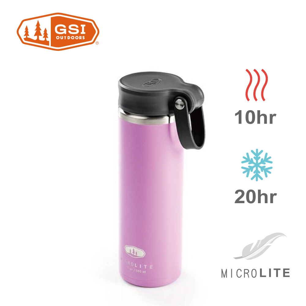 【美國GSI】輕量單手提環不鏽鋼保溫瓶-0.5L蘭花粉