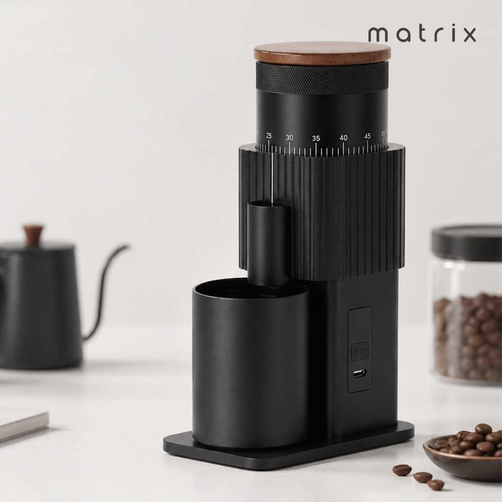 【Matrix】X1 便攜式電動磨豆機 /外調式旋轉豆倉/手沖義式兩用/Type-C充電/全金屬機身/不鏽鋼六星刀盤/60RPM