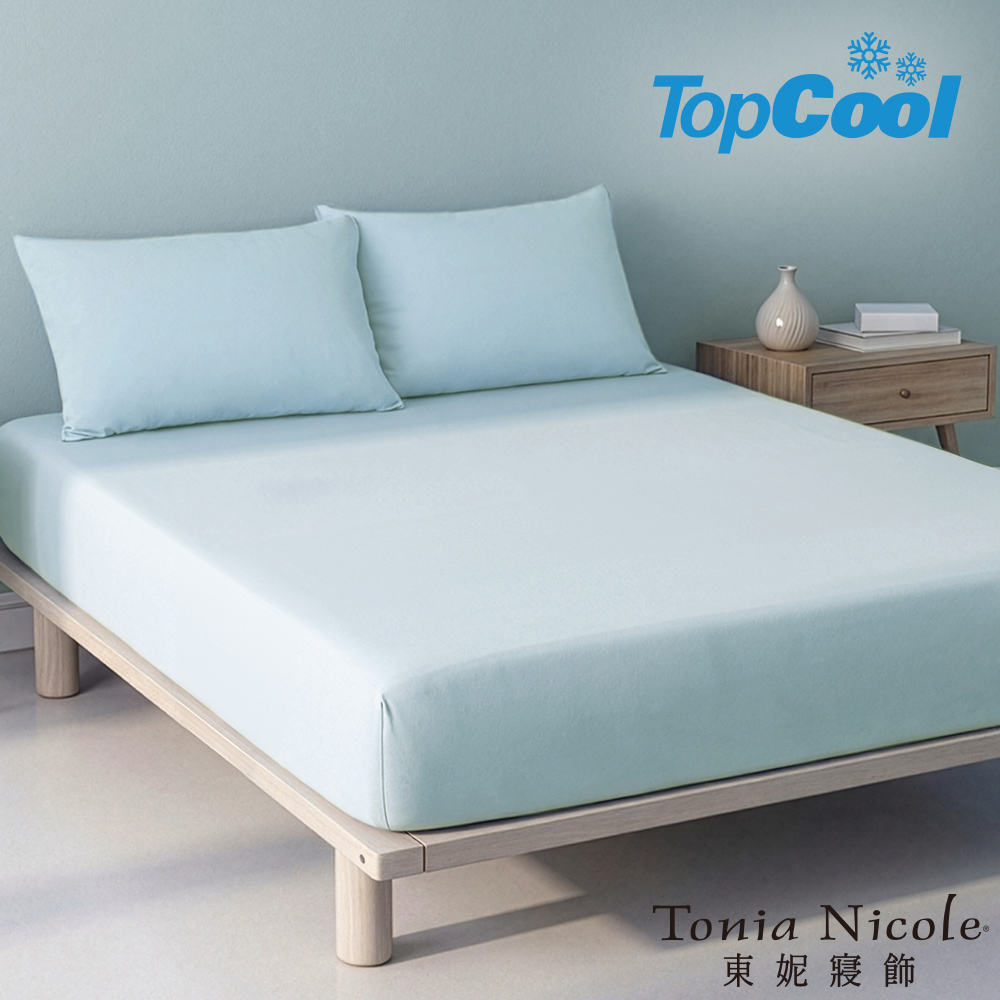 【Tonia Nicole 東妮寢飾】TopCool冰凍銀抗菌涼感床包枕套組-湖光綠(雙人)