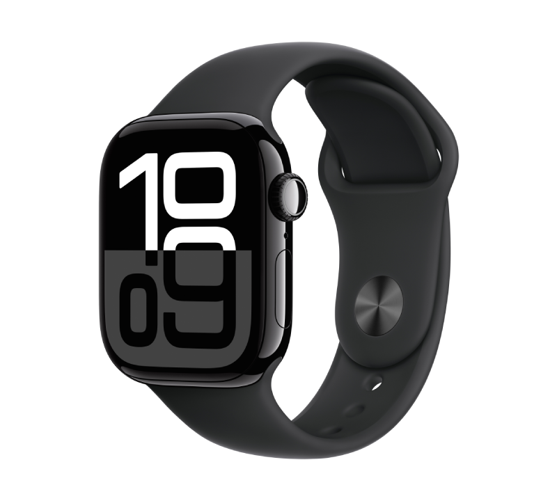 【618限時特賣】Apple Watch S10 LTE 42mm 曜石黑色鋁金屬-黑色運動型錶帶-S/M