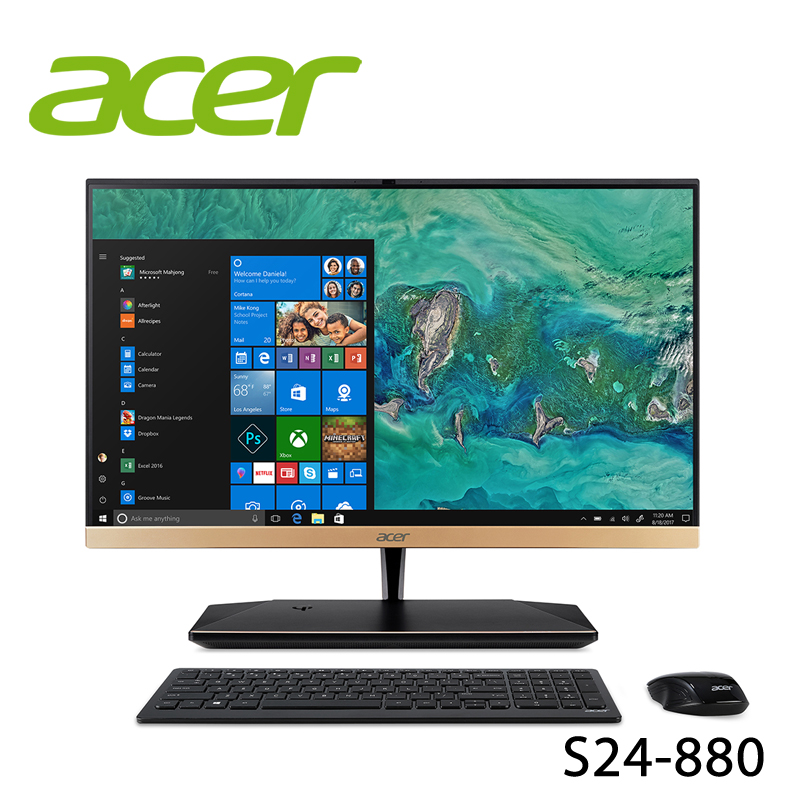 【ACER宏碁】Aspire S24-880 i5-8250U 桌上型電腦-送研磨咖啡隨行杯(贈品隨機出貨)