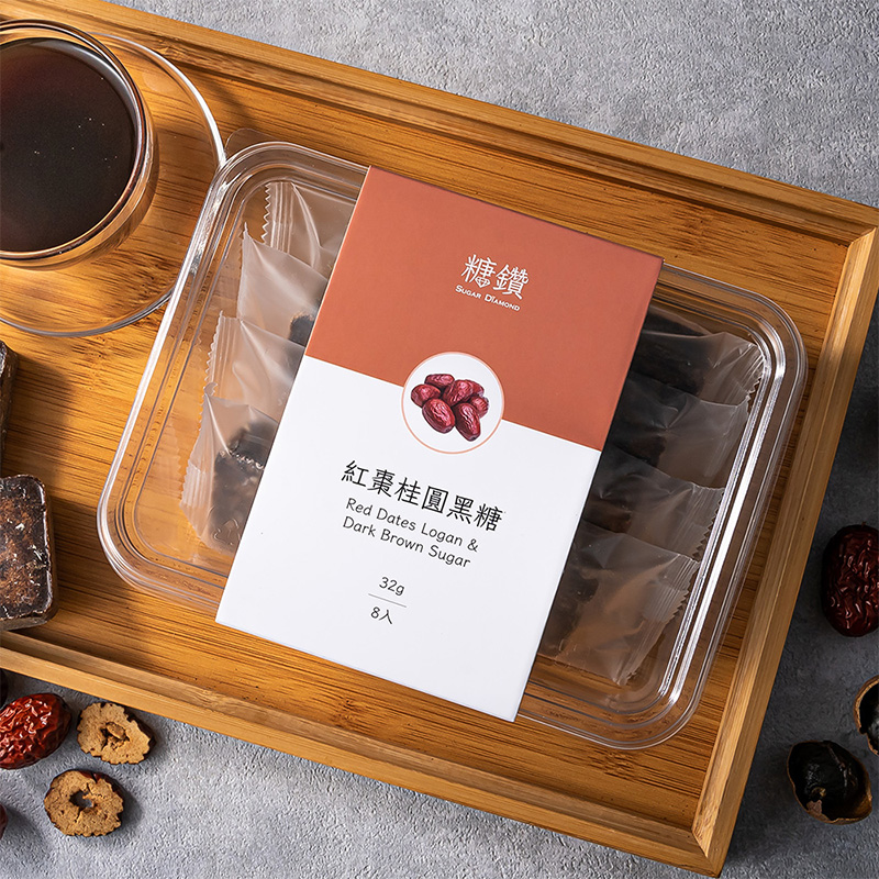【糖鑽】大糖鑽系列正宗黑糖塊-紅棗桂圓黑糖 3盒(8入/盒)