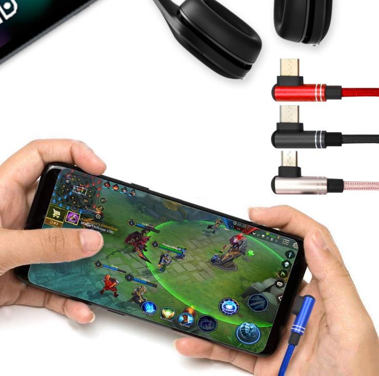 Xmart 120公分長 Micro USB 6A 90度電競傳輸充電線(2入)-黑