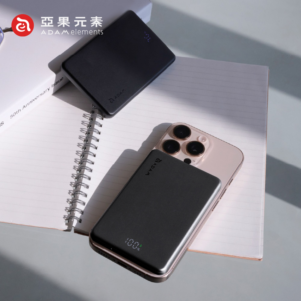 【亞果元素】VIONTA L5 超薄型磁吸行動電源5000mAh(有標示Wh)-黑色