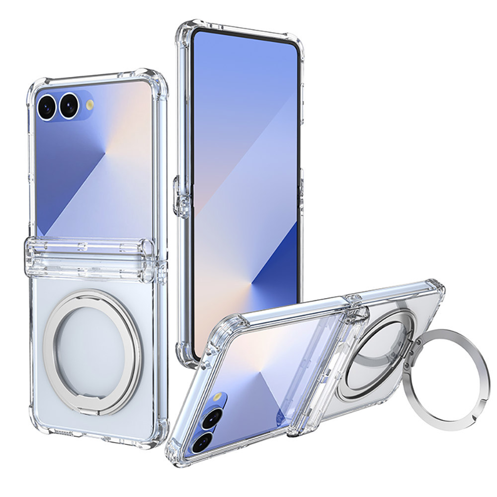 QinD SAMSUNG 三星 Galaxy Z Flip 7 5G 旋轉磁吸支點殼(殼膜)(透明)