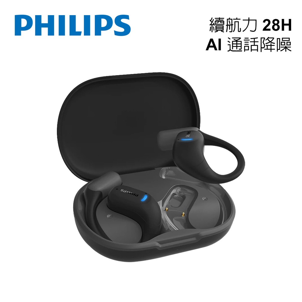 PHILIPS 雙AI降噪麥克風長續航運動藍牙耳機(灰黑)-TAA6709DG