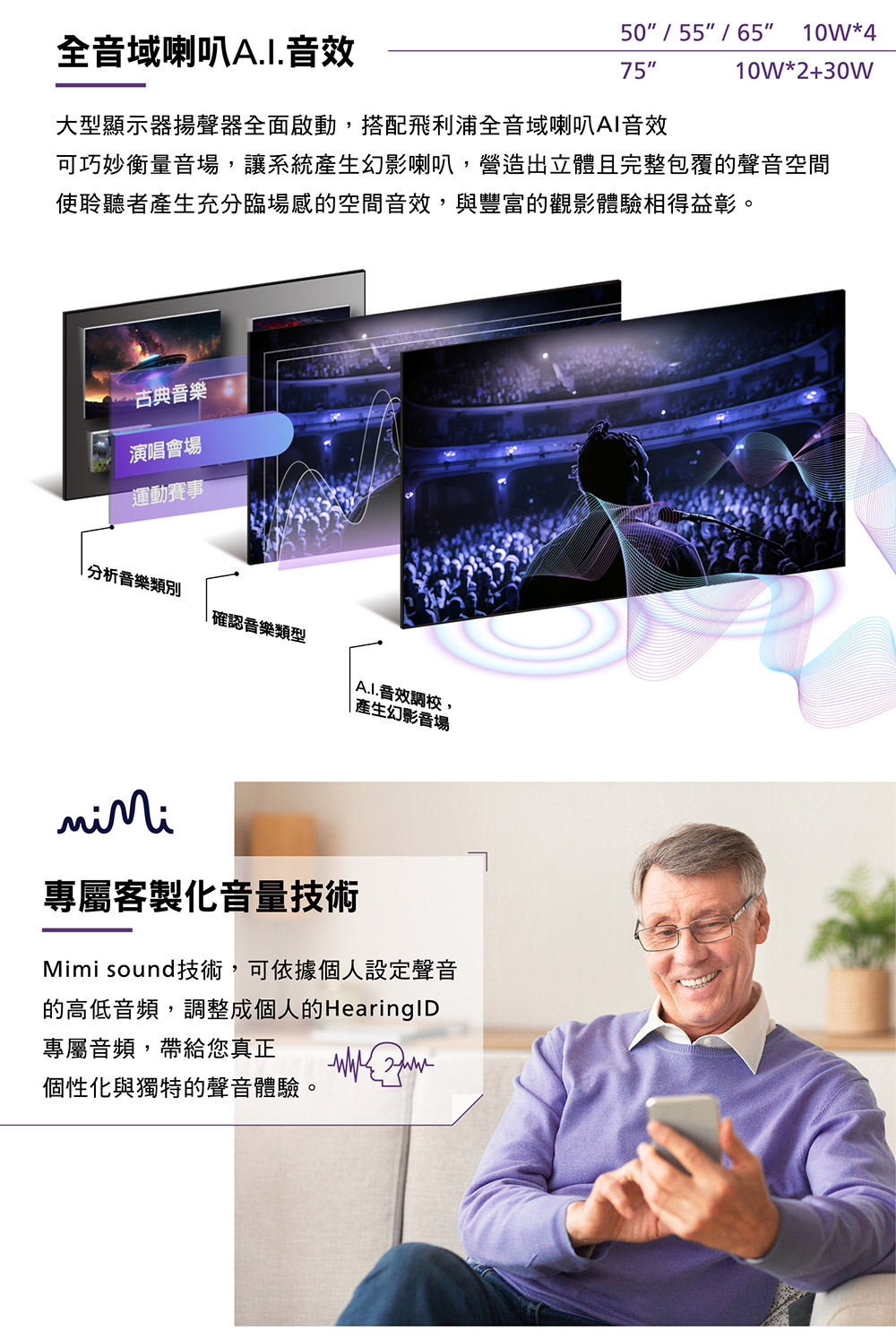 可巧妙衡量音場,讓系統產生幻影喇叭,營造出立體且完整包覆的聲音空間