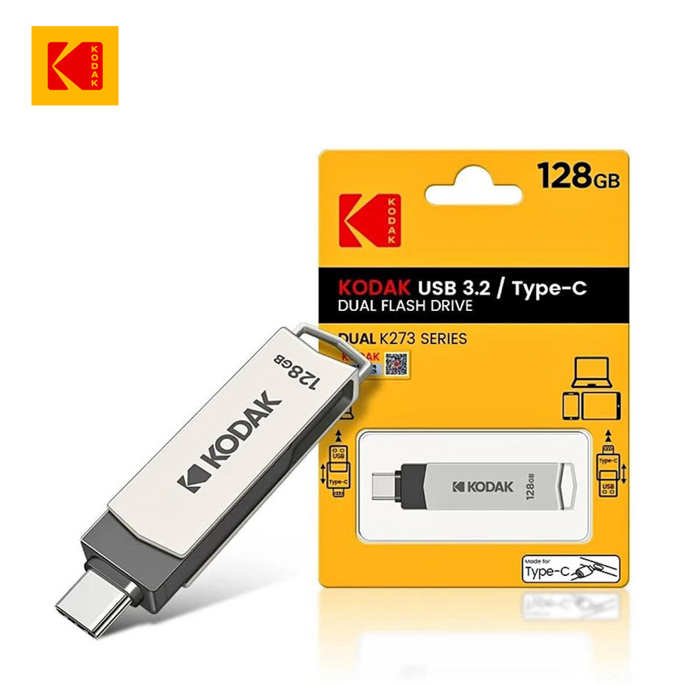 【Kodak 柯達】K273 雙接口Type-C 3.2 雙用途2合1隨身碟-128G