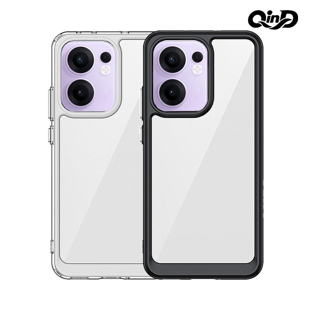 QinD OPPO Reno 13 F 雙料太空殼(透明)
