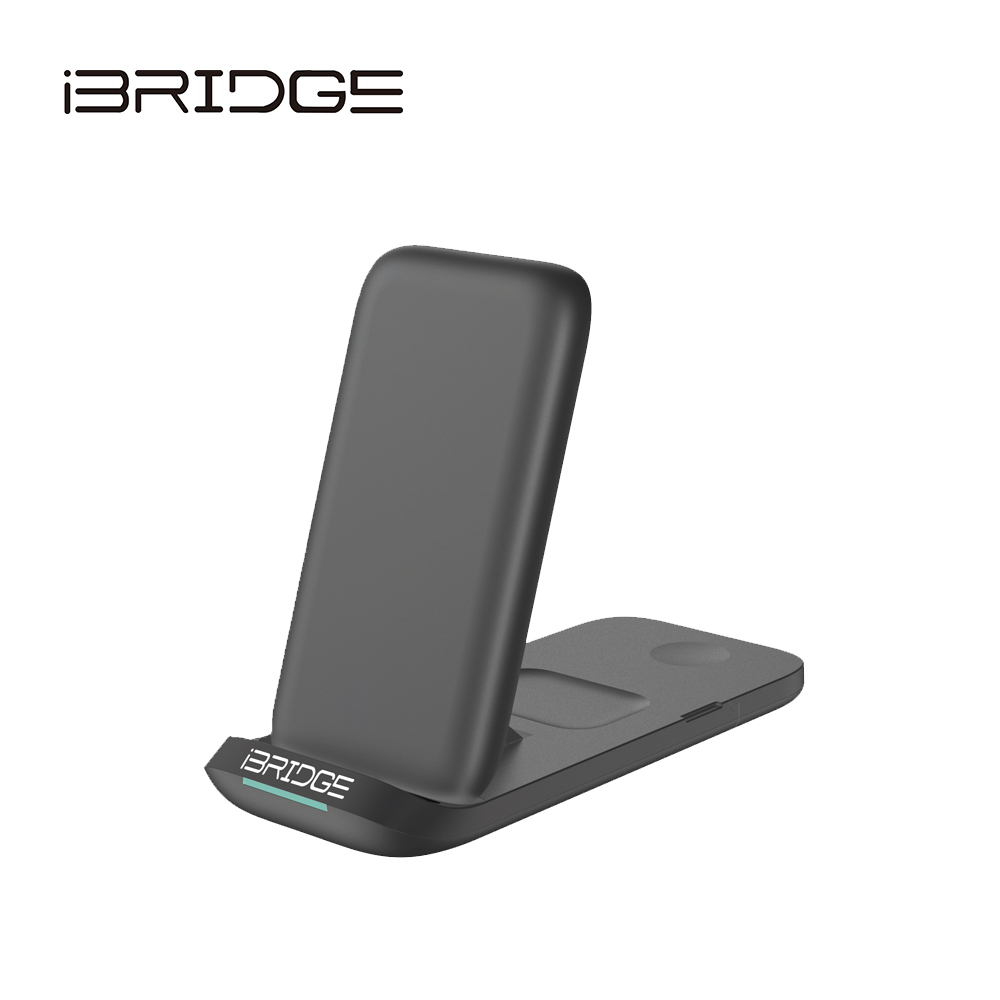 iBRIDGE 折疊三合一無線充電器-黑