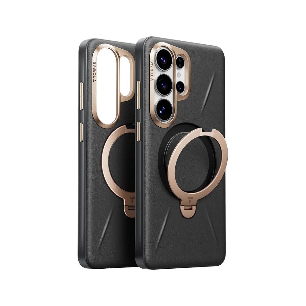 TORRAS Ostand Spin VegSkin S26 Ultra 磁吸四象限旋轉支架防摔純素皮革手機殼 象牙黑