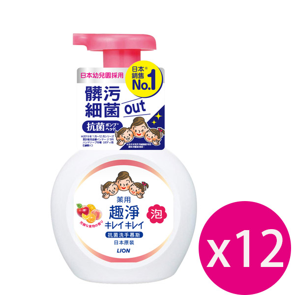 日本獅王趣淨洗手慕斯250ml-清新果香*12瓶