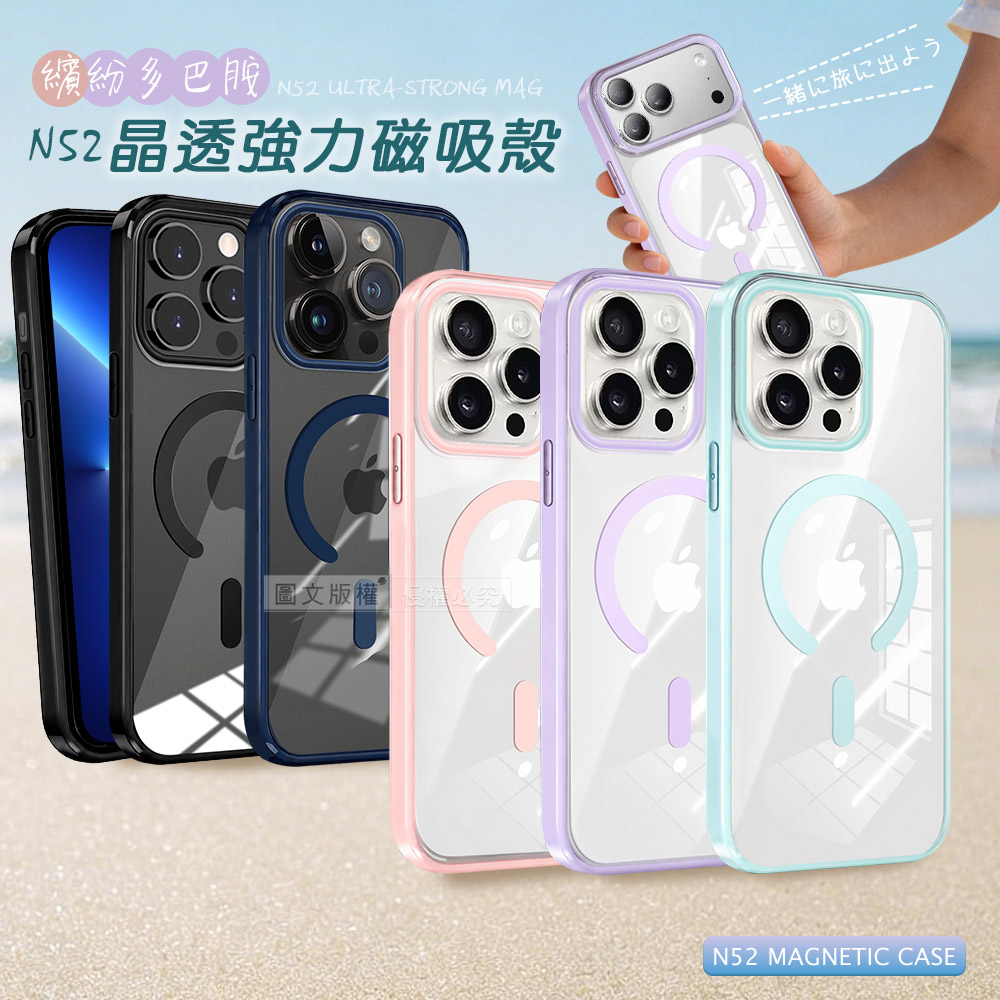 VOORCA 清新糖果色 iPhone 13 Pro Max 6.7吋 N52晶透磁吸保護殼 手機殼(慕斯藍)