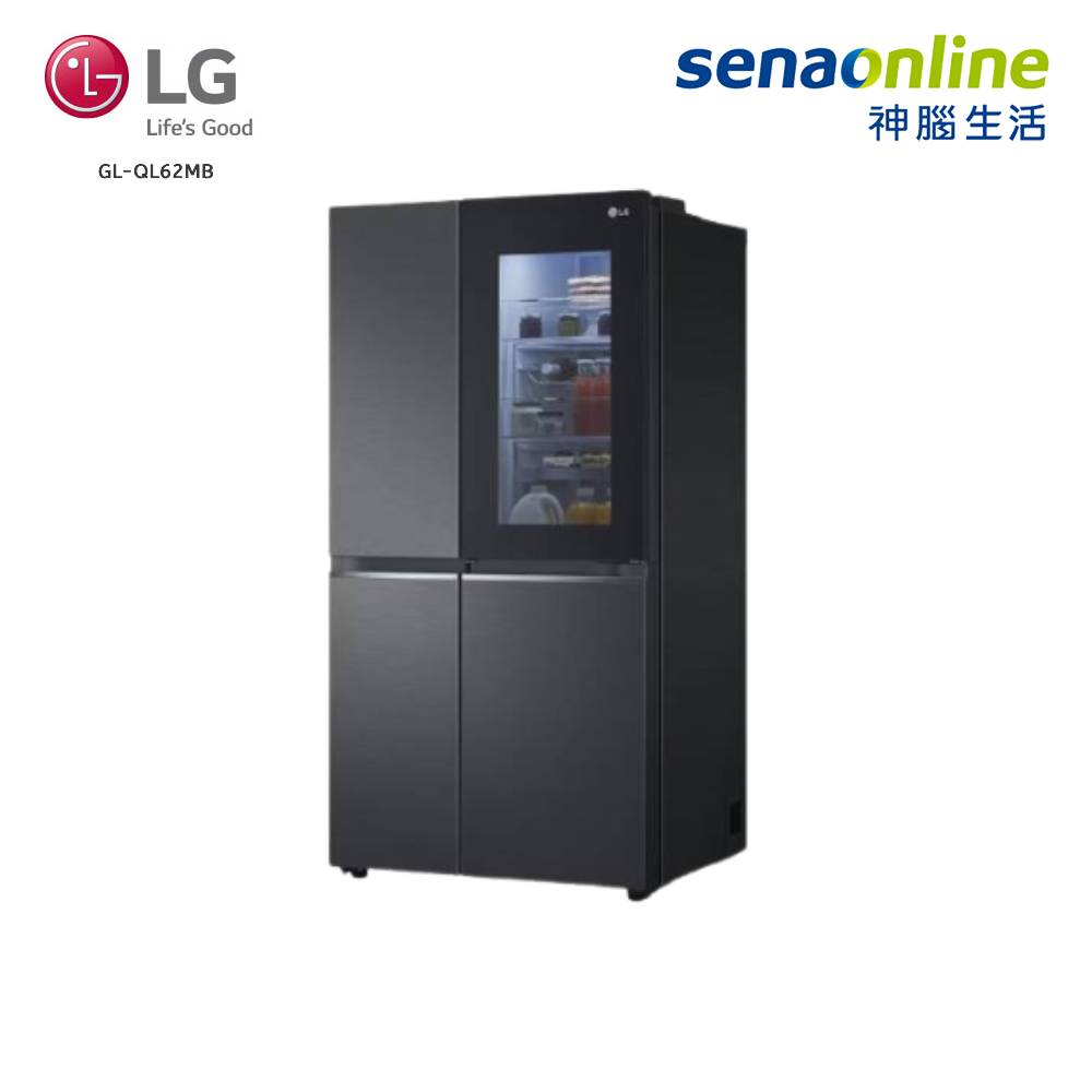 【限時搶購】福利品LG GL-QL62MB 653L 敲敲看門中門冰箱 夜墨黑