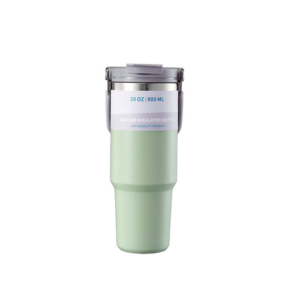 川本家 304不鏽鋼內膽真空手提保溫保冷冰涼杯900ml JA-N900【綠色】