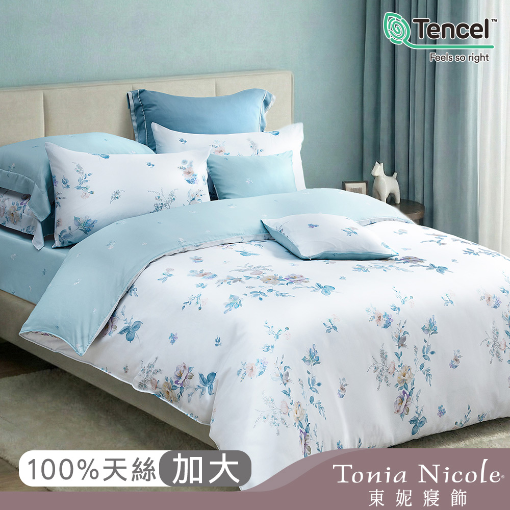 【Tonia Nicole 東妮寢飾】清露花序60支環保印染100%萊賽爾天絲兩用被床包組(加大)