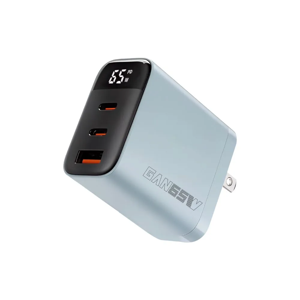 Wephone 65W氮化鎵三孔快速充電器-天空藍