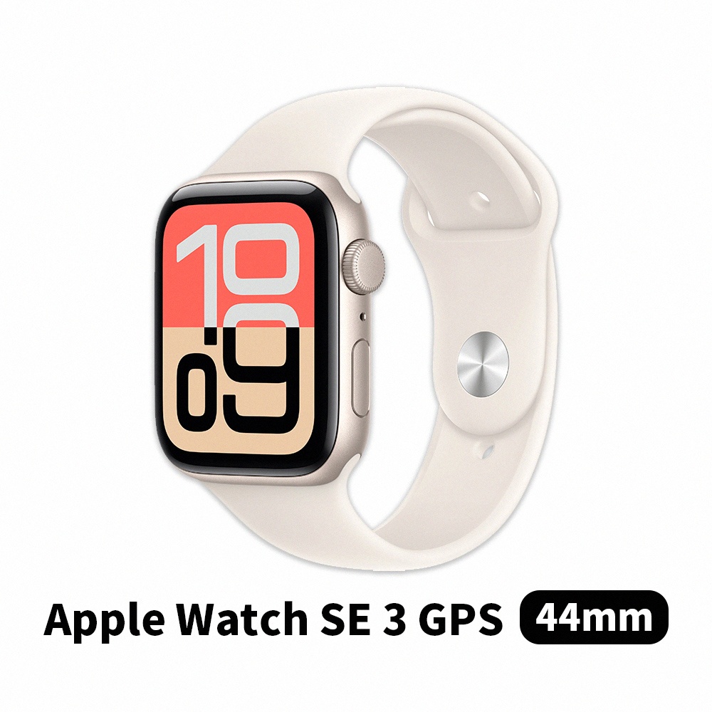 【Apple】Apple Watch SE 3 GPS 44mm 星光鋁配星光運動錶帶 ML