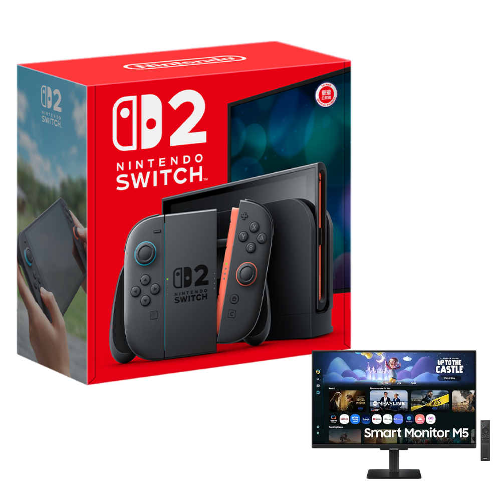 Nintendo Switch 2 主機 (台灣公司貨)+SAMSUNG 三星 27吋智慧聯網螢幕 M5 黑
