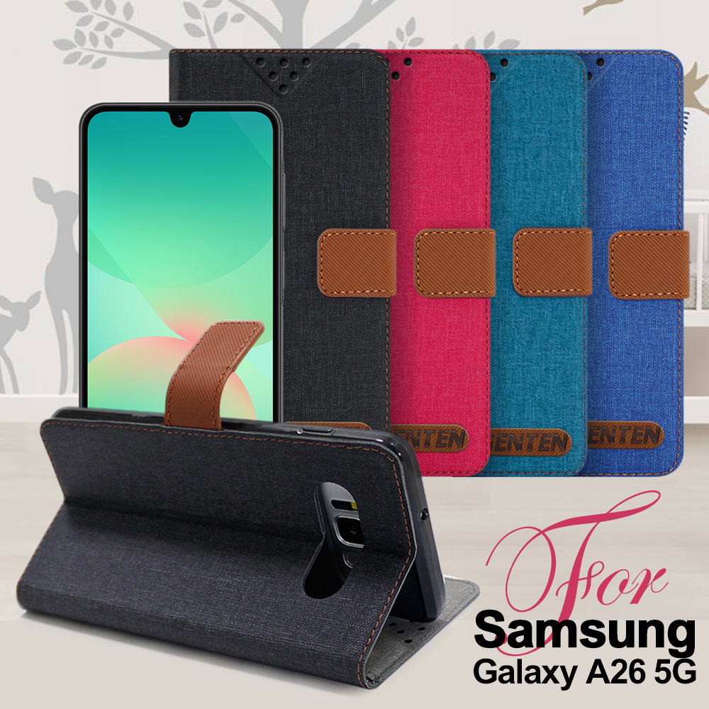 GENTEN for Samsung Galaxy A26 5G 自在文青風支架皮套-綠