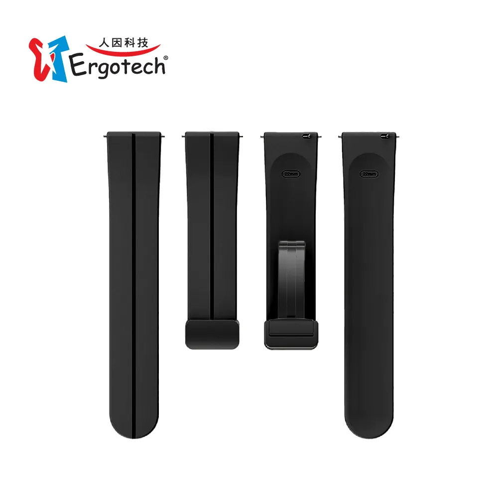 Ergotech人因 負離子能量TPU矽膠磁吸錶帶 22mm-黑色