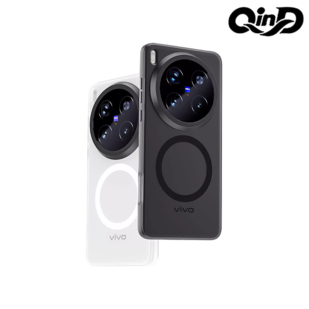 QinD vivo X300 5G 隱砂磁吸保護殼(輕砂白)